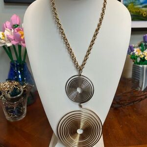 Gold and Silver Spiral Pendant Necklace